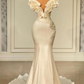 Generous White Long Pearl Ruffle Wedding Dresses Y1747