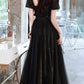 Black Tulle Long Prom Dress A line Evening Dress Y1138