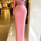 Pink Mermaid Prom Dress One Sleeve Prom Dress Y73
