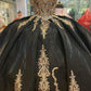 Beading Quinceanera Dresses Gold Sequin Applique Princess Ball Gown With Cape Y1516