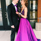 A-line V Neck Long Prom Dress With Beaded Top Y148