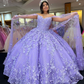 Women Ball Dress Sweetheart Off Shoulder Butterfly Applique Princess Dress Sweet 16 Quinceanera Dress Y1451