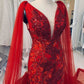 Unique Red Vintage Wedding Dress,Princess Bridal Gown Mermaid Prom Dress Y1573