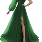 Burgundy tulle prom dress one shoulder evening dress S17925