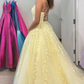 Tulle prom dresses yellow ball gown  S7003