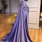 Luxury beaded evening dresses long elegant mermaid purple satin modest amazing sleeveless formal party dresses Y1149