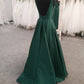 Simple Green Satin A-line Long Prom Dress,Graduation Dress,Formal Gown Y1165