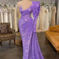 Light Purple Sequins Long Prom Dress Removable Sleeve,Charming Evening Dress Y711