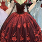 Luxurious 3D Flowers Quinceanera Dress ,Tulle Ball Gown Sweet 16 Dress Y1215
