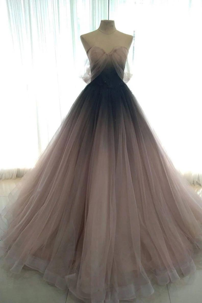 ombre prom dresses, ball gown, off shoulder prom dresses, bridal party dresses, formal dresses long Y1818