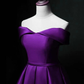 Purple Sweetheart Satin Off Shoulder Homecoming Dresses Y855