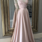 Pink V Neck Prom Dress Long Evening Dress with Tie Back Y848