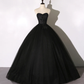Black lace long ball gown dress A line formal dress Y1295