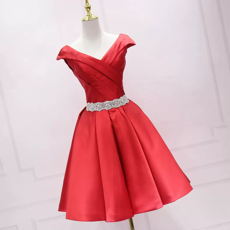 A-line Satin Short Homecoming Dress Satin Dress  s07