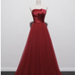 Strapless prom dress,red party dress,charming wedding dress Y1298