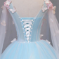 Beautiful Light blue Butterfly Lace Prom Dresses, Sweet 16 Formal Dresses Y1137
