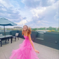 Hot Pink Tulle Spaghetti Straps Prom Dress, Floor Length Tulle Formal Dress Y144