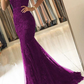 Off Shoulder Lace V-neck Mermaid Prom Dresses Purple Formal Evening Gowns Y198