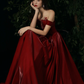 Burgundy Round Neck Beading Long Prom Dress, Burgundy Formal Graduation Dress Y1404