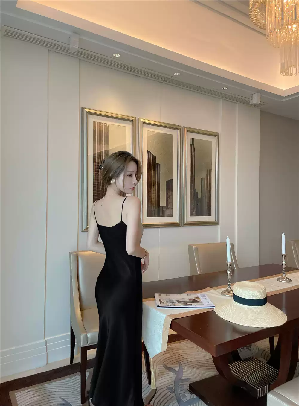 Sexy Champagne Spaghetti Straps Sleeveless Silk Prom Dress,Bridesmaid Dress Y1126