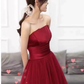 Strapless prom dress,red party dress,charming wedding dress Y1298