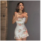 Spaghetti Straps Floral Summer Dress Outfit Bodycon Dress Mini Homecoming Dress Y689