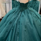 Ball Gown Beaded Quinceanera Dress Spaghetti Straps Emerald Green Sweet 16 Dress Y1621