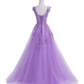Beautiful Lavender Tulle Long Prom Dress , A-Line Party Dress Y907