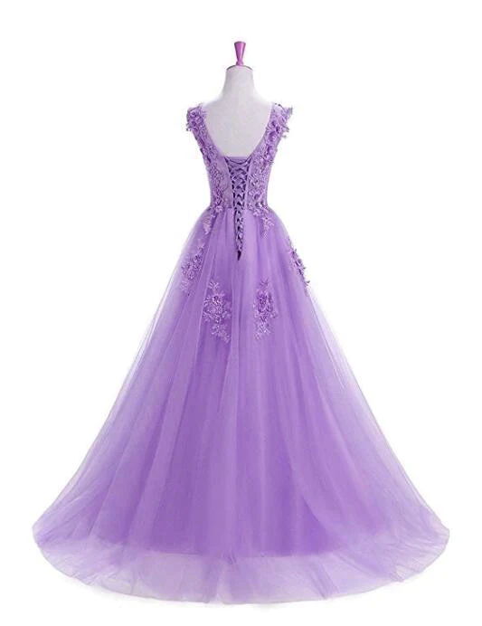 Beautiful Lavender Tulle Long Prom Dress , A-Line Party Dress Y907