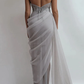 Sexy Organza Satin See-through Side-slit Mermaid Long Prom Dress Y03