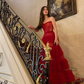 A-Line Stunning Red Long Prom Dresses Formal Evening Gowns Y1525