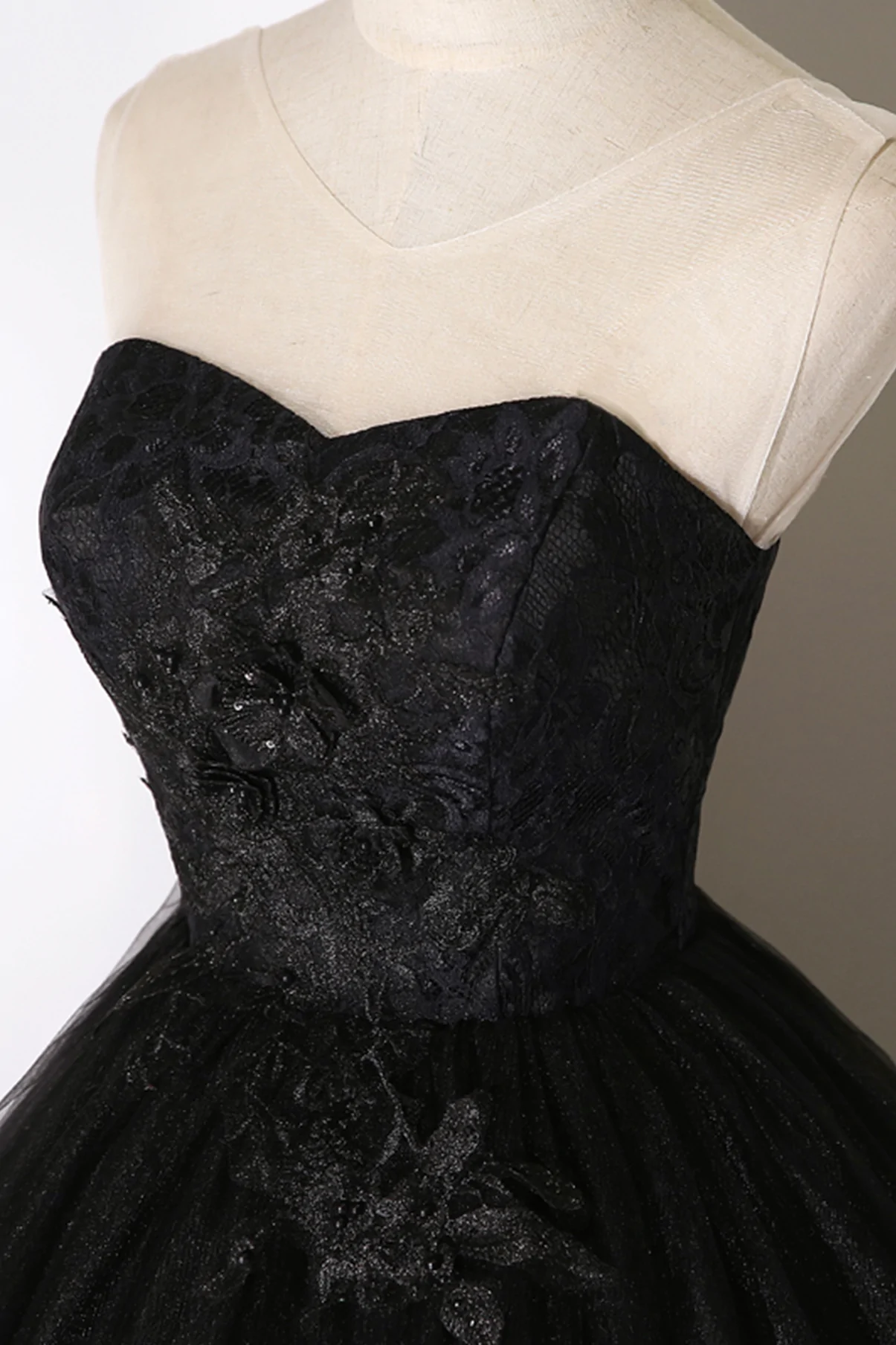 Black lace long ball gown dress A line formal dress Y1295