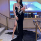 Black Prom Dresses Long Mermaid Formal Party Gowns Evening Dress Y1652