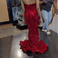 Sweetheart Mermaid Prom Dress Red Sequins Evening Dress Shiny Party Dress Y274