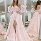 Pink lace sequins long prom dress pink evening dress Y245