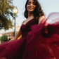 High Low Burgundy Tulle Long Prom Dress, Wine Red High Low Formal Evening Dress Y1521