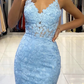 Mermaid V Neck Backless Blue Lace Long Prom Dress, Mermaid Blue Lace Formal Dress, Blue Lace Evening Dress Y1465