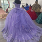 Lilac Corset Mexican Quinceanera Dress Ball Gown,Appliques Lace Birthday Dress Y1476