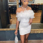 White Short Homecoming Dress With Rufflues Y73