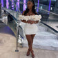 Thigh Length Ruffle Sleeve Pretty Off Shoulder Black Girl Homecoming Dress Cocktail Dresses Y64