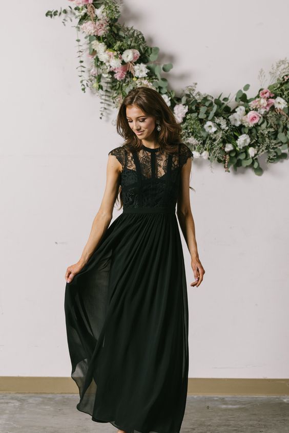 Elegant Lace Black Prom Dress ,Charming Prom Dress S9097