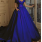 Off The Shoulder Royal Blue Satin Ball Gown Stunning Princess Dress Y310