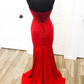 Elegant Red Halter Mermaid Prom Dress with Appliques Y925