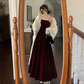 Spaghetti Straps Burgundy Velvet Prom Dress Simple Prom Dress Party Dress Y659