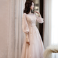 Cute tulle lace long prom dress A line evening dress Y1291
