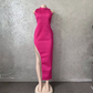 Women's Sexy Shiny Slit Fringe Bandage Dress Elegant Long Evening Dress Y407