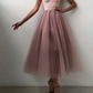 Tulle Long Prom Dress A Line Spaghetti Straps Formal Dress Y181