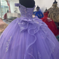 Lilac Corset Mexican Quinceanera Dress Ball Gown,Appliques Lace Birthday Dress Y1476