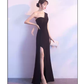 Modest Black One Shoulder Long Prom Dress Elegant Formal Gown Y599