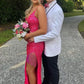 Spaghetti Straps Long Prom Dress With Lace-up Back Sequins Evening Dress Y35